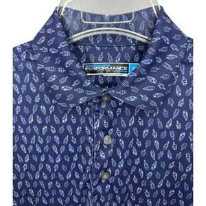 Roundtree & Yorke Performance Men's Small Navy Blue Ice Cream Print SS Polo